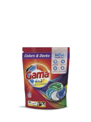 Poza cu Gama Colors & Darks 4-in-1, detergent capsule pentru rufe colorate si negre, 60 spalari