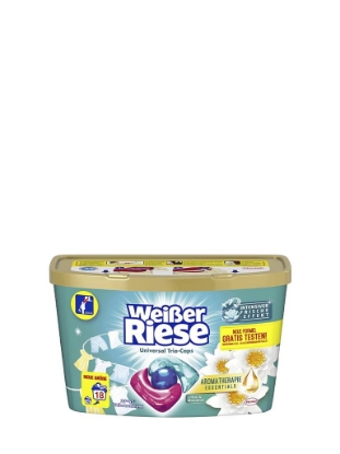 Poza cu Weißer Riese Lotus Trio, detergent capsule universal pentru rufe, 18 spalari, 216 g