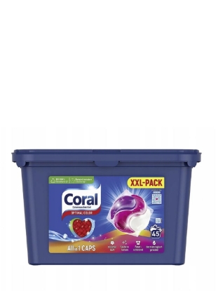 Poza cu Coral Optimal Color All-in-1, detergent capsule pentru rufe colorate, 45 spalari, 779 g